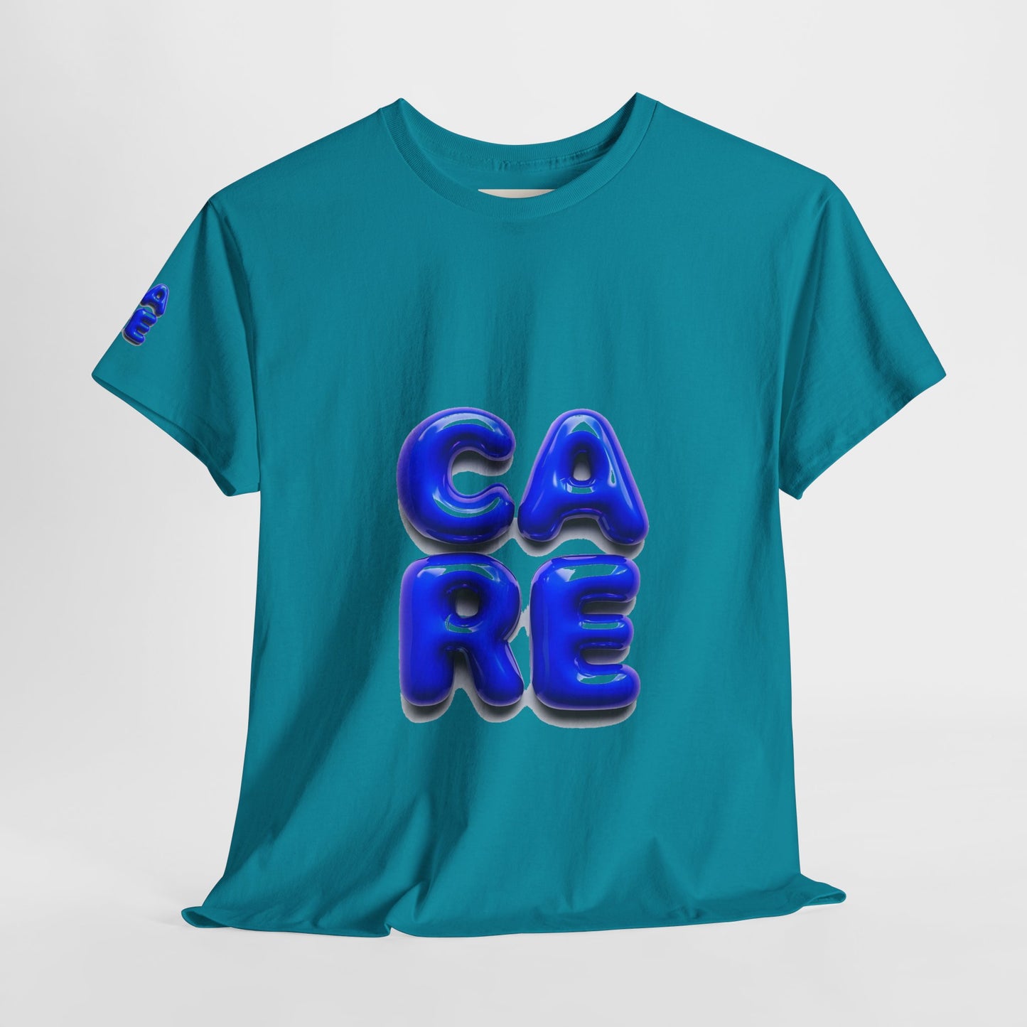 Unisex Heavy Cotton Tee - Bold 'CARE' Graphic T-Shirt for Positive Vibes