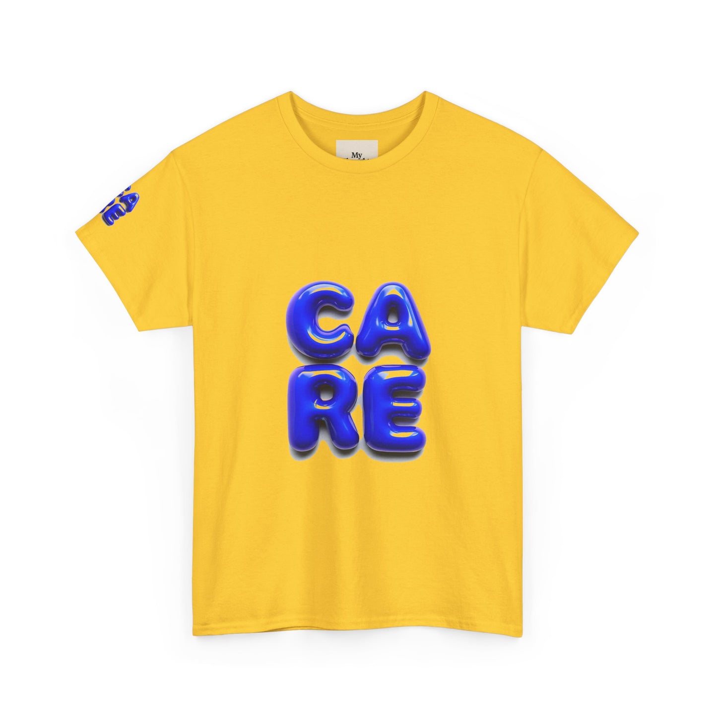 Unisex Heavy Cotton Tee - Bold 'CARE' Graphic T-Shirt for Positive Vibes