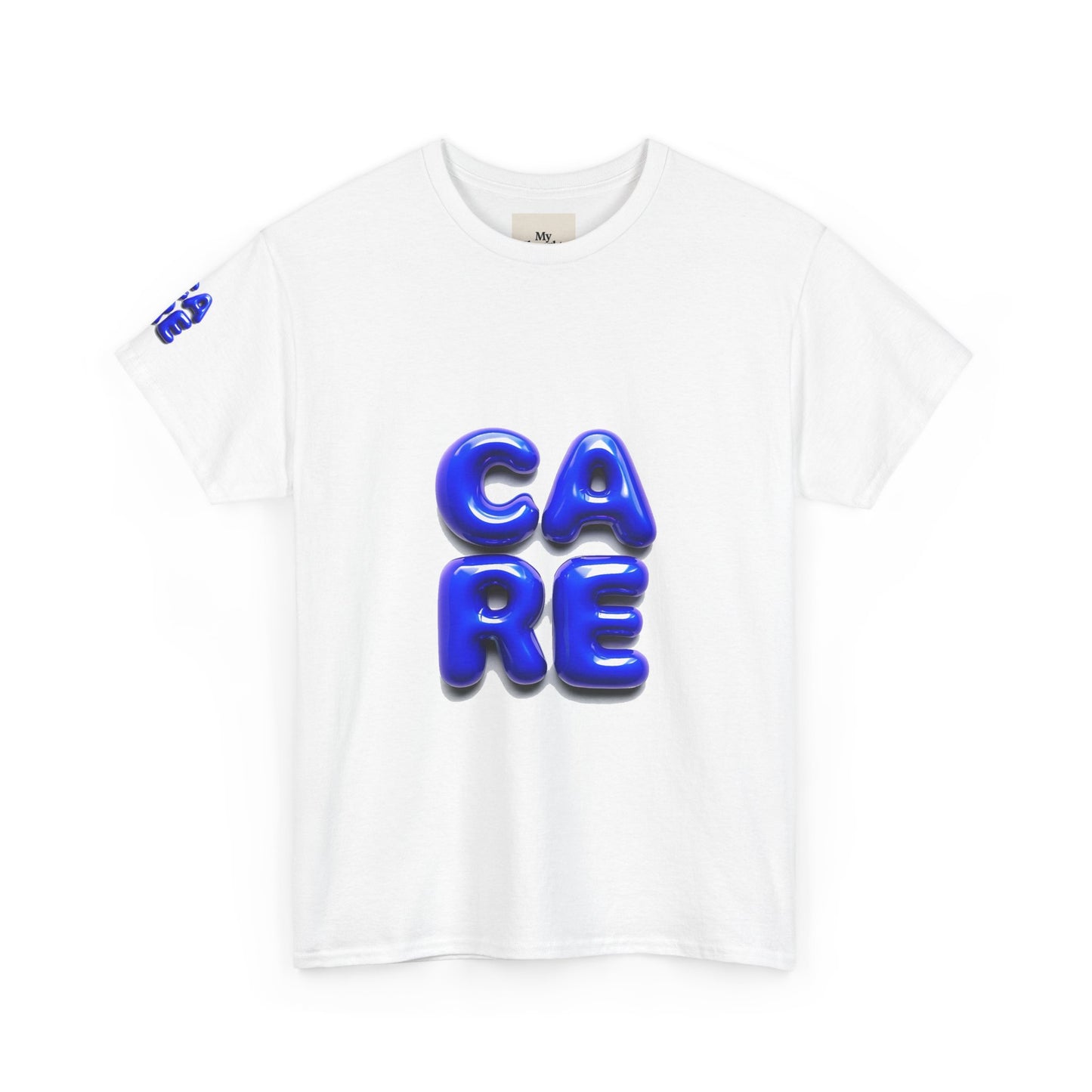 Unisex Heavy Cotton Tee - Bold 'CARE' Graphic T-Shirt for Positive Vibes