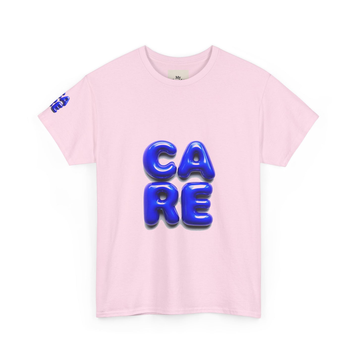 Unisex Heavy Cotton Tee - Bold 'CARE' Graphic T-Shirt for Positive Vibes