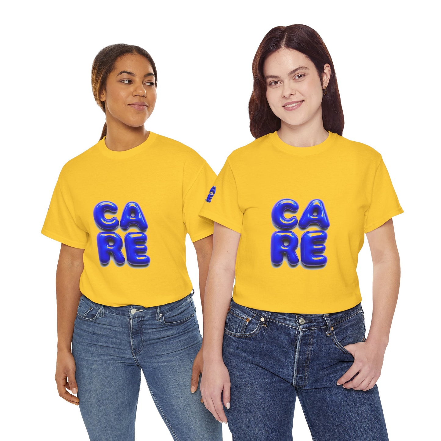 Unisex Heavy Cotton Tee - Bold 'CARE' Graphic T-Shirt for Positive Vibes