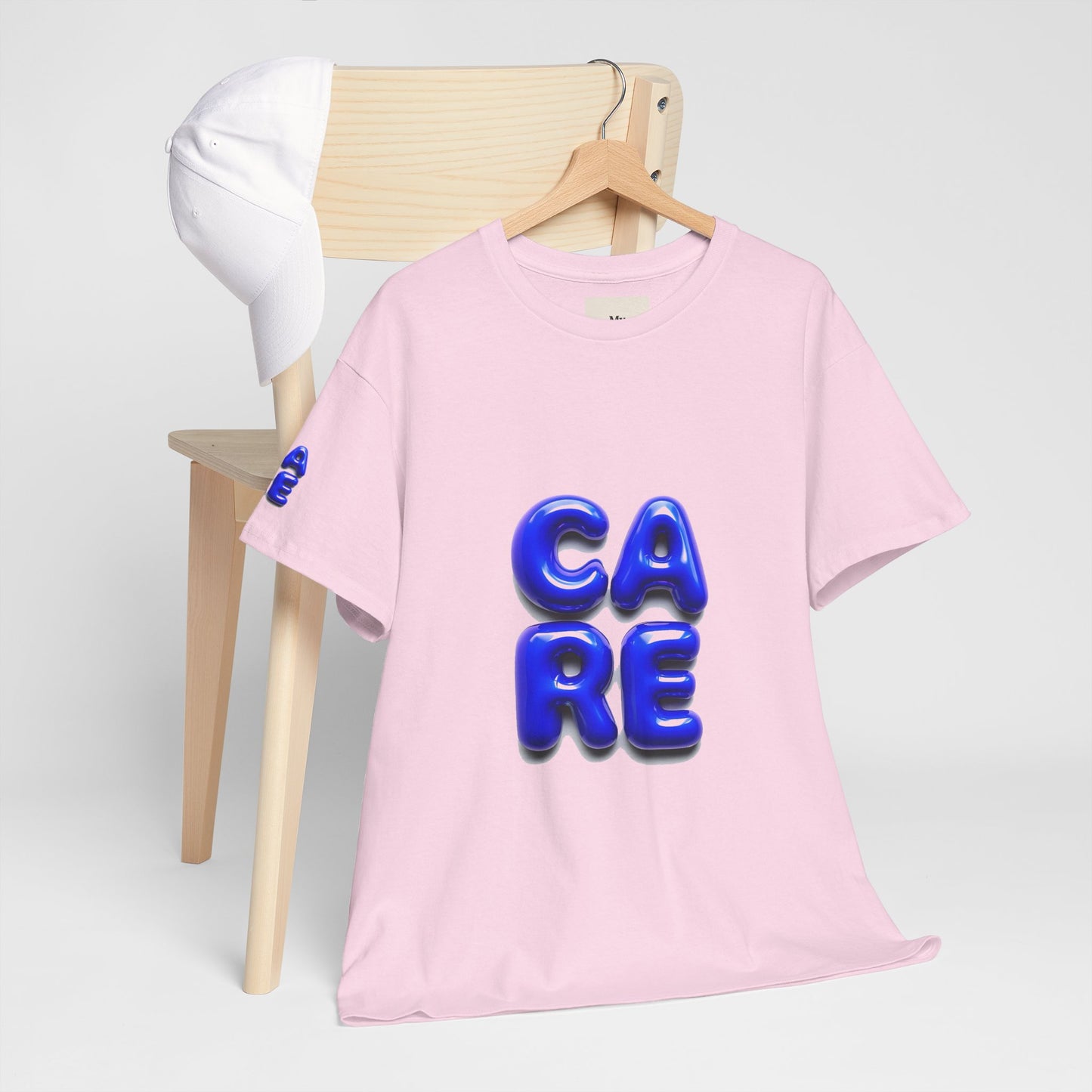 Unisex Heavy Cotton Tee - Bold 'CARE' Graphic T-Shirt for Positive Vibes