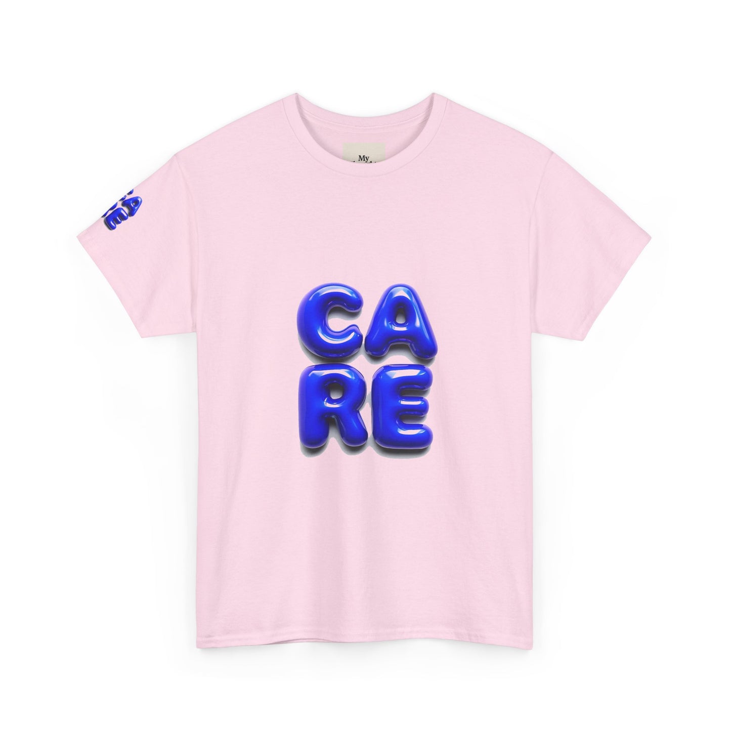 Unisex Heavy Cotton Tee - Bold 'CARE' Graphic T-Shirt for Positive Vibes