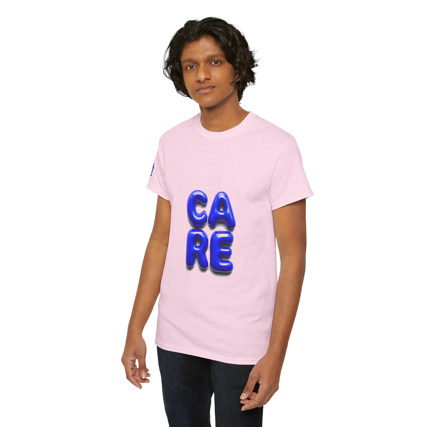 Unisex Heavy Cotton Tee - Bold 'CARE' Graphic T-Shirt for Positive Vibes