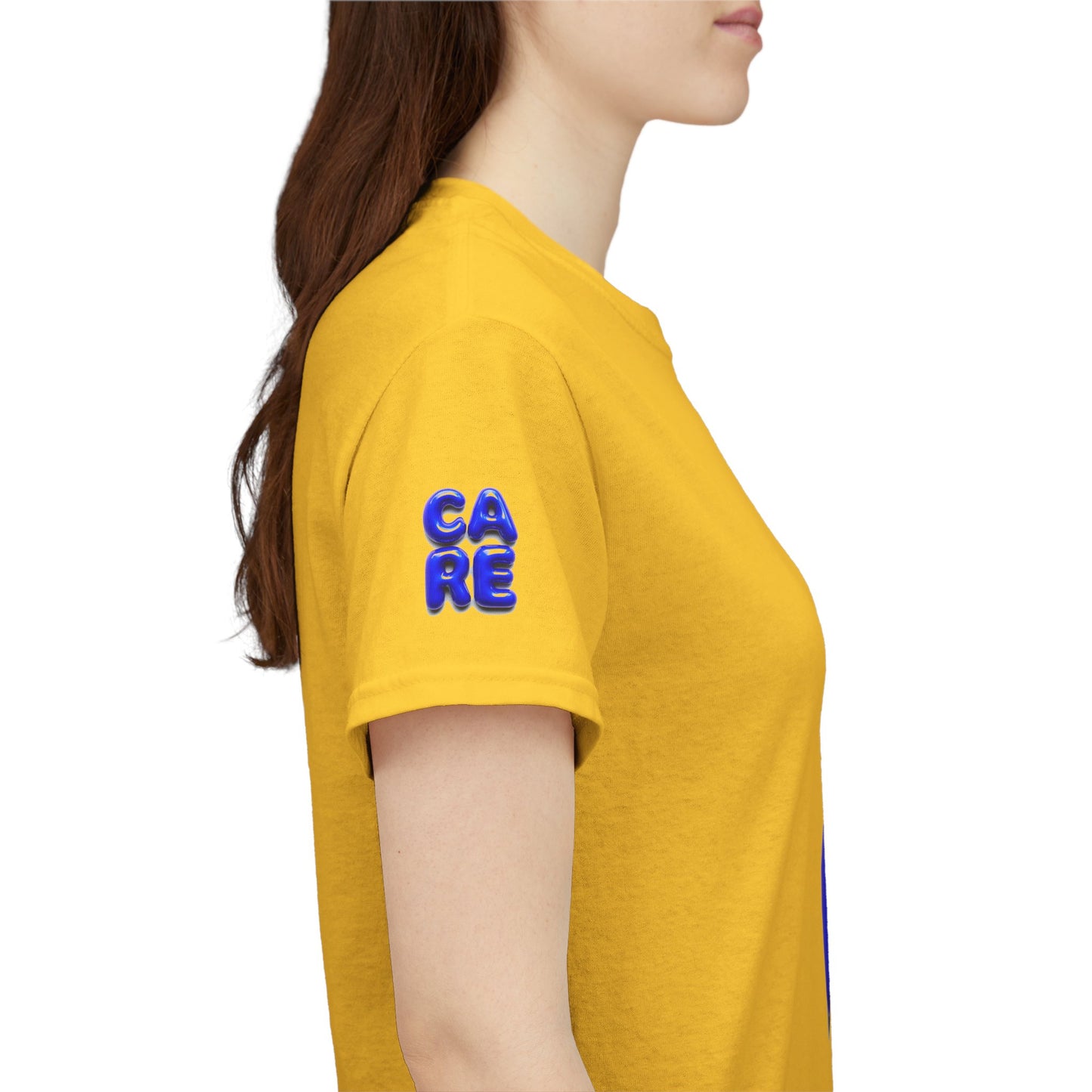 Unisex Heavy Cotton Tee - Bold 'CARE' Graphic T-Shirt for Positive Vibes