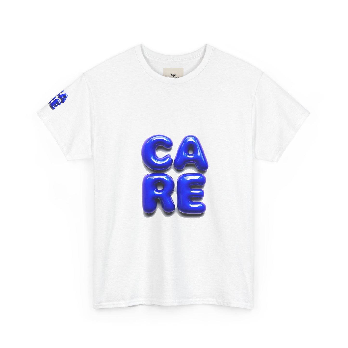Unisex Heavy Cotton Tee - Bold 'CARE' Graphic T-Shirt for Positive Vibes