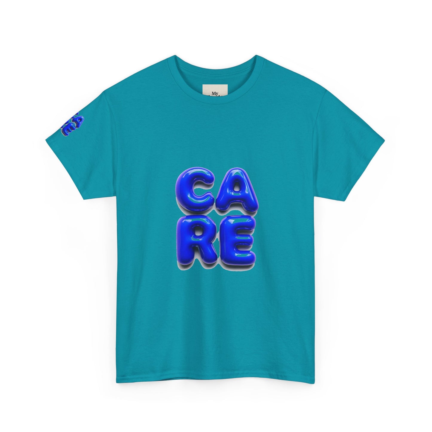 Unisex Heavy Cotton Tee - Bold 'CARE' Graphic T-Shirt for Positive Vibes