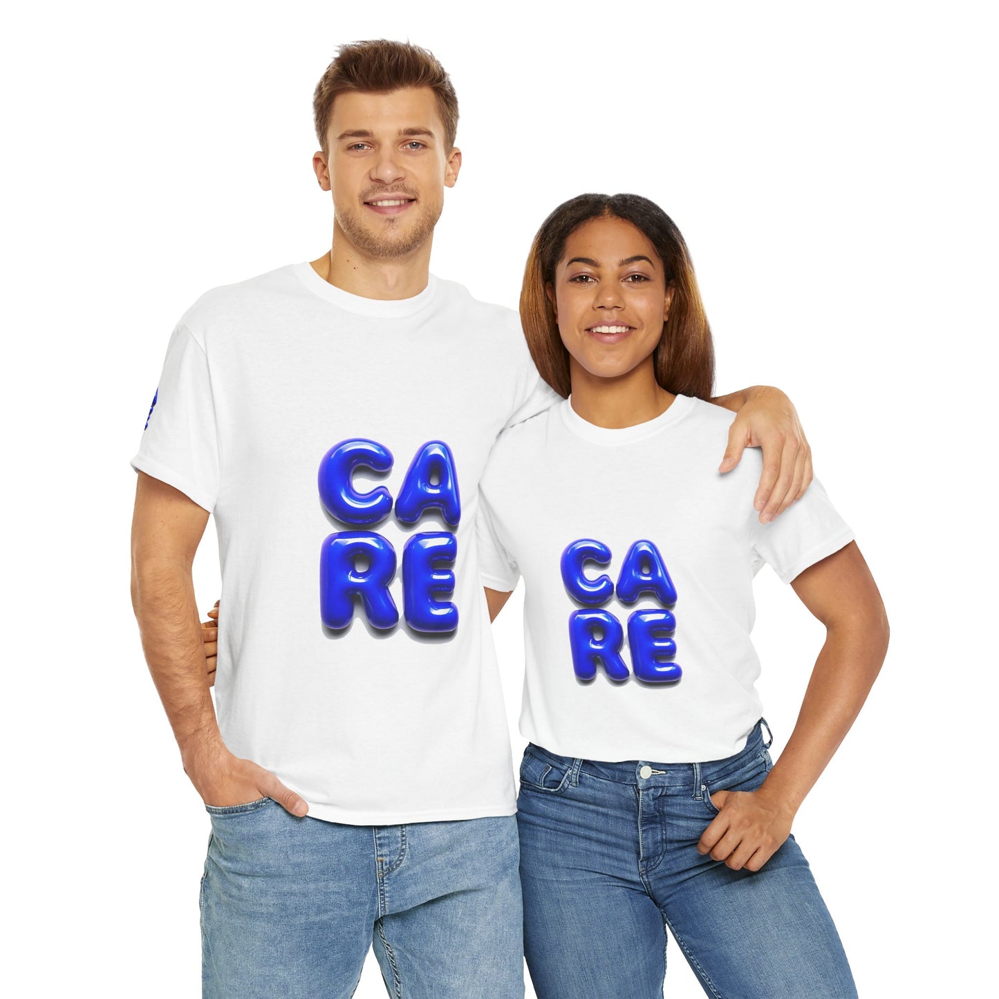 Unisex Heavy Cotton Tee - Bold 'CARE' Graphic T-Shirt for Positive Vibes