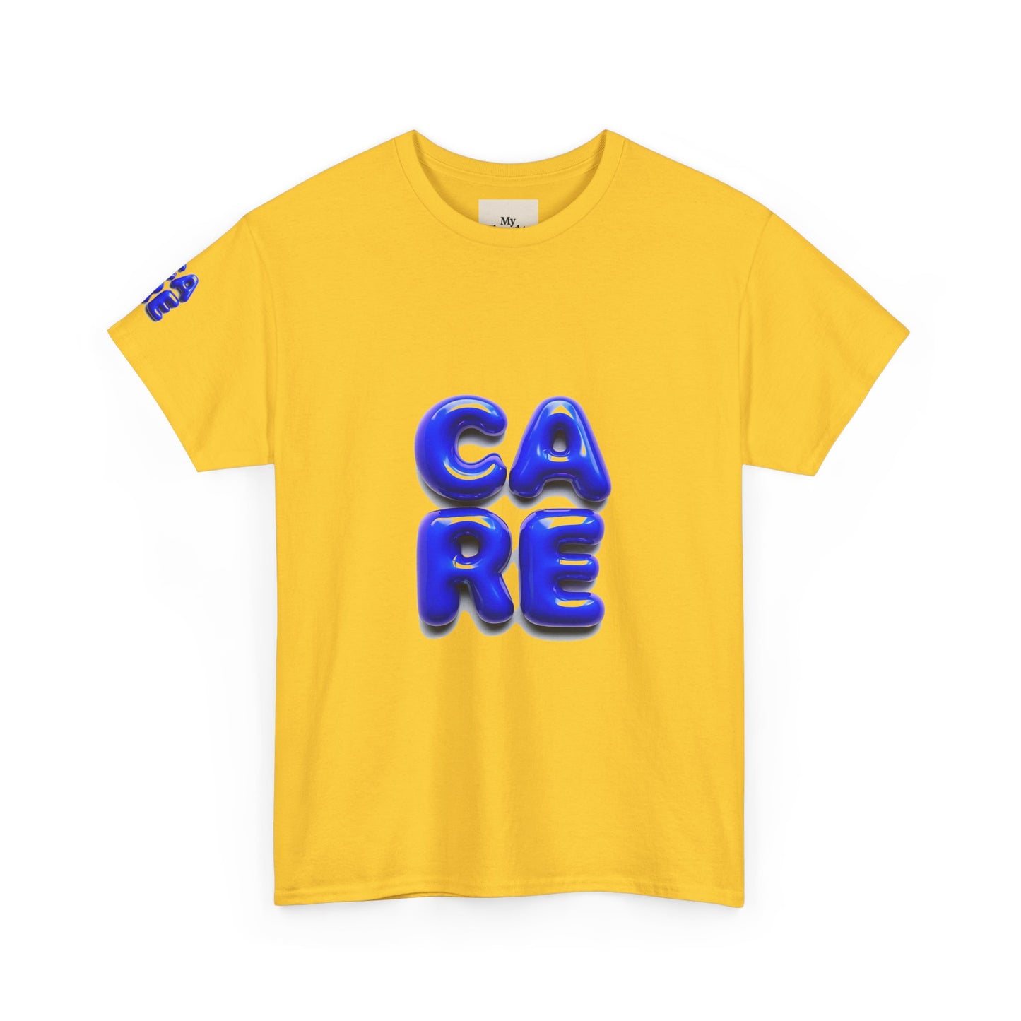 Unisex Heavy Cotton Tee - Bold 'CARE' Graphic T-Shirt for Positive Vibes